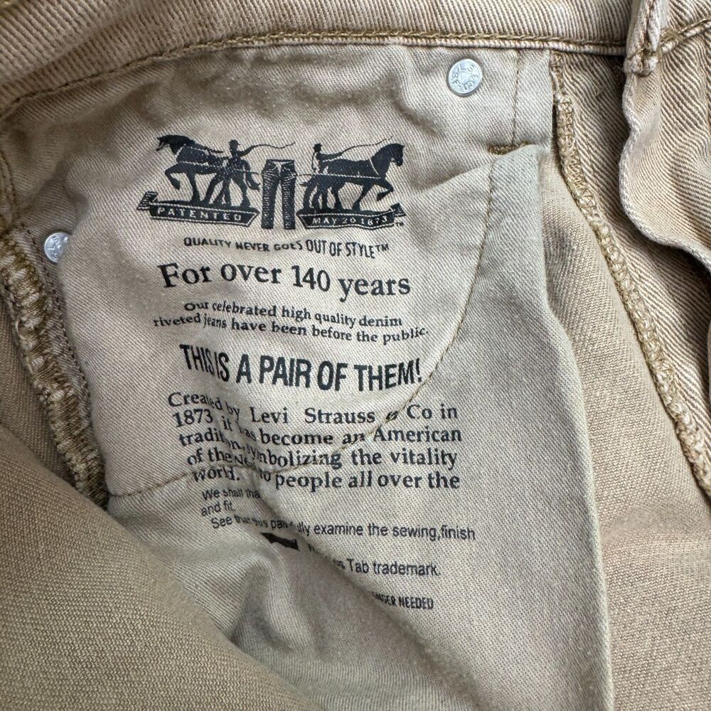 Levi's 514 Straight Leg Denim Jeans Mens 30x27 Khaki Brown Cotton Casual Stretch - Picture 12 of 16